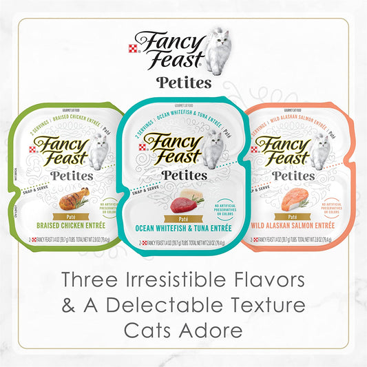 Purina Gourmet Wet Cat Food Variety Pack, Petites Pate Collection, Break-Apart Tubs, 24 Servings - (Pack of 12) 2.8 Oz. Tubs