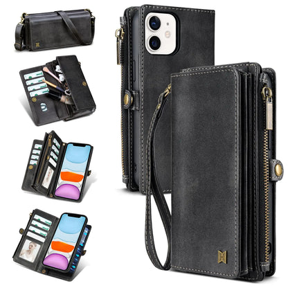 for iPhone 13 Wallet Case(Holds Lipstick, Headphones, etc.),2-in-1 Multi-Functional Portable Magnetic Faux Leather Phone Case with RFID Blocking,Shoulder Strap and Wrist Strap(Blue)