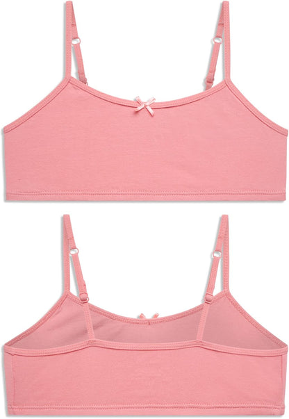 Girls Training Bras - 10 Pack Soft Stretch Cotton Bra, Cami Style Girls Underwear with Adjustable Straps (7-14)