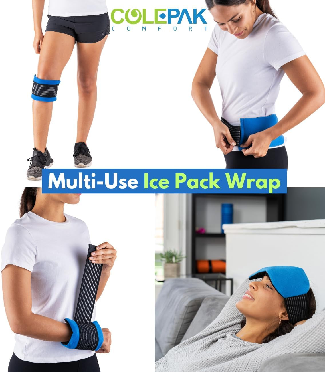 Colepak Reusable Gel Hot & Cold Packs for Pain Relief - 4 Piece Set for Joint and Muscle Soreness, Swelling Relief for Knees, Back, Shoulders, and Feet